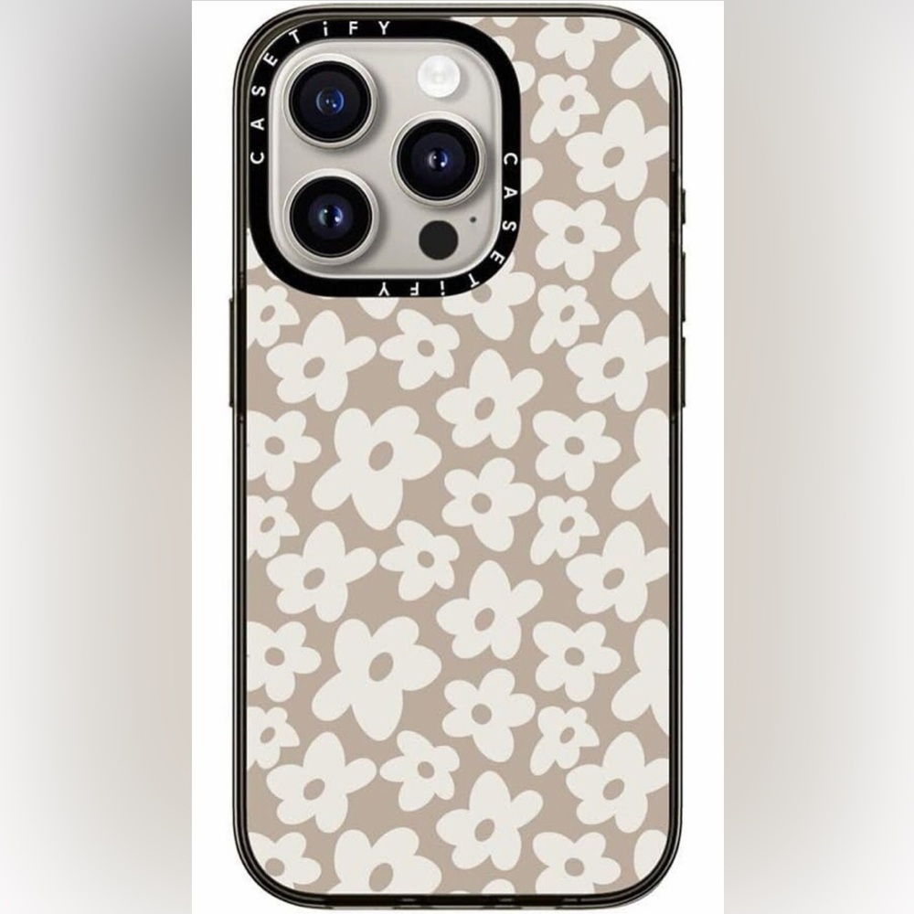 Casetify Beige Floral iPhone Case with White Flowers